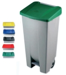 Bucket with green lid 120 l. with pedal/wheels 9819-V