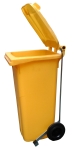 Yellow dustbin 120 l. With pedal lid opening. 9821-PAM