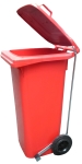 Red dustbin 120 l. With pedal lid opening. 9821-PR