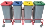 Chariot pour 4 poubelles de recyclage 3017-4
